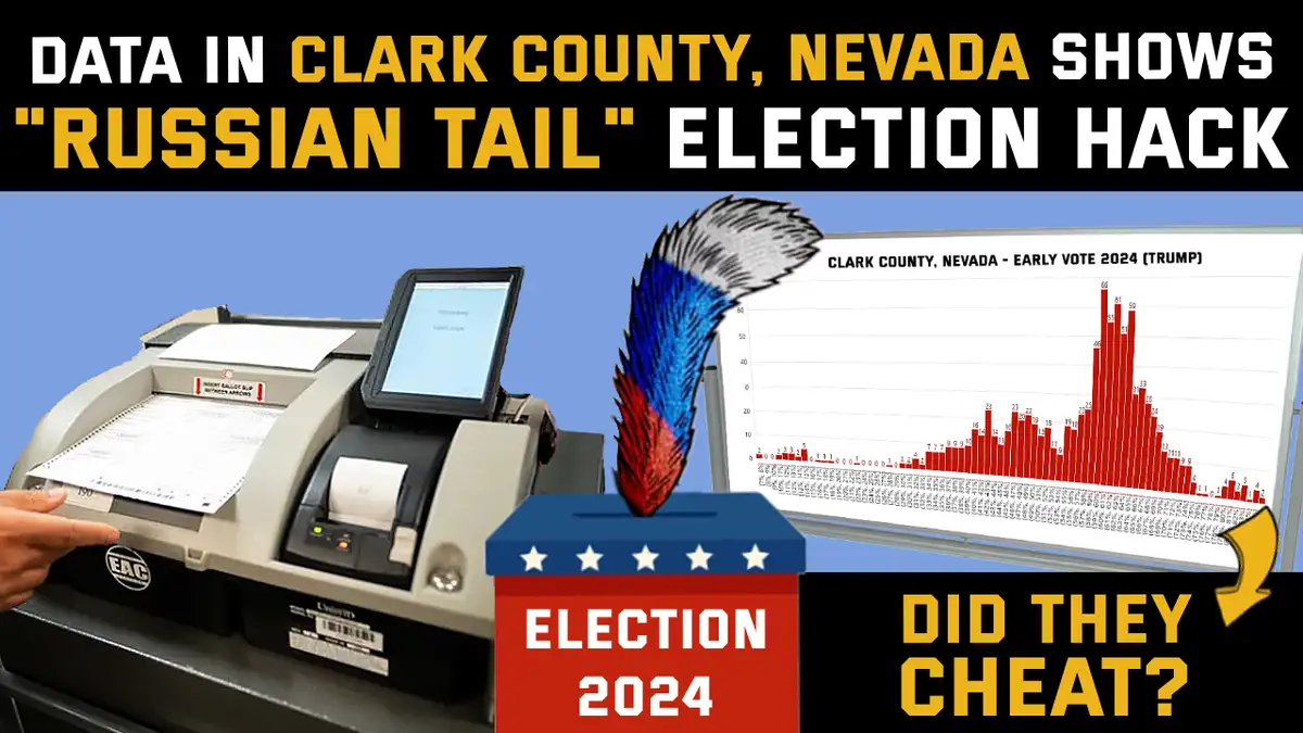 An image shows a hand pointing at an election ballot scanner next to a red, white, and blue ballot box labeled 'ELECTION…
