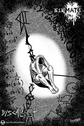 A black-and-white illustration shows a person sitting on a swing, head in hands, surrounded by chaotic scribbles and…