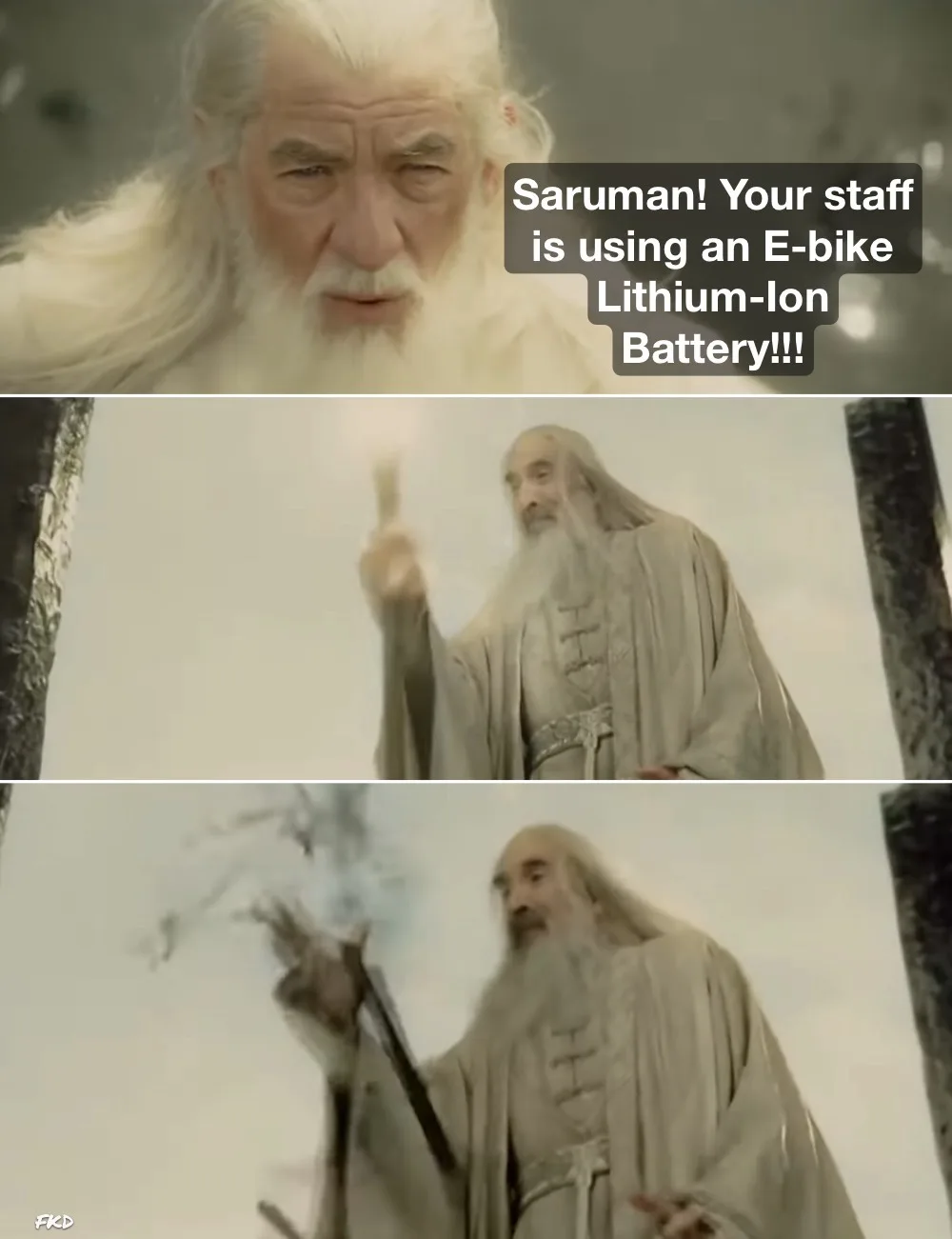 The image is a three-panel meme featuring the wizard Gandalf from 'The Lord of the Rings'. In the top panel, Gandalf looks…