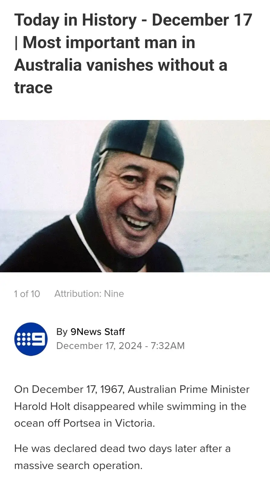 Can you believe we still say 'do a Harold Holt'? It's wild!