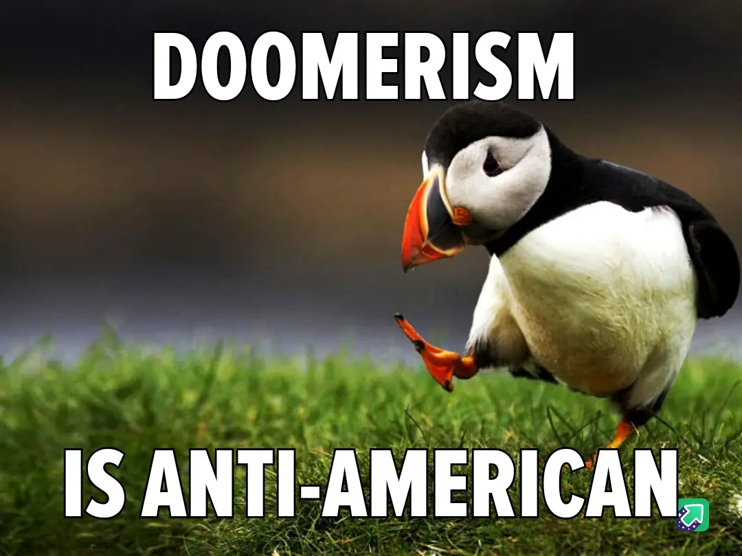 A penguin stands on green grass with a blurred background, looking down with one foot lifted. Large white text reads…
