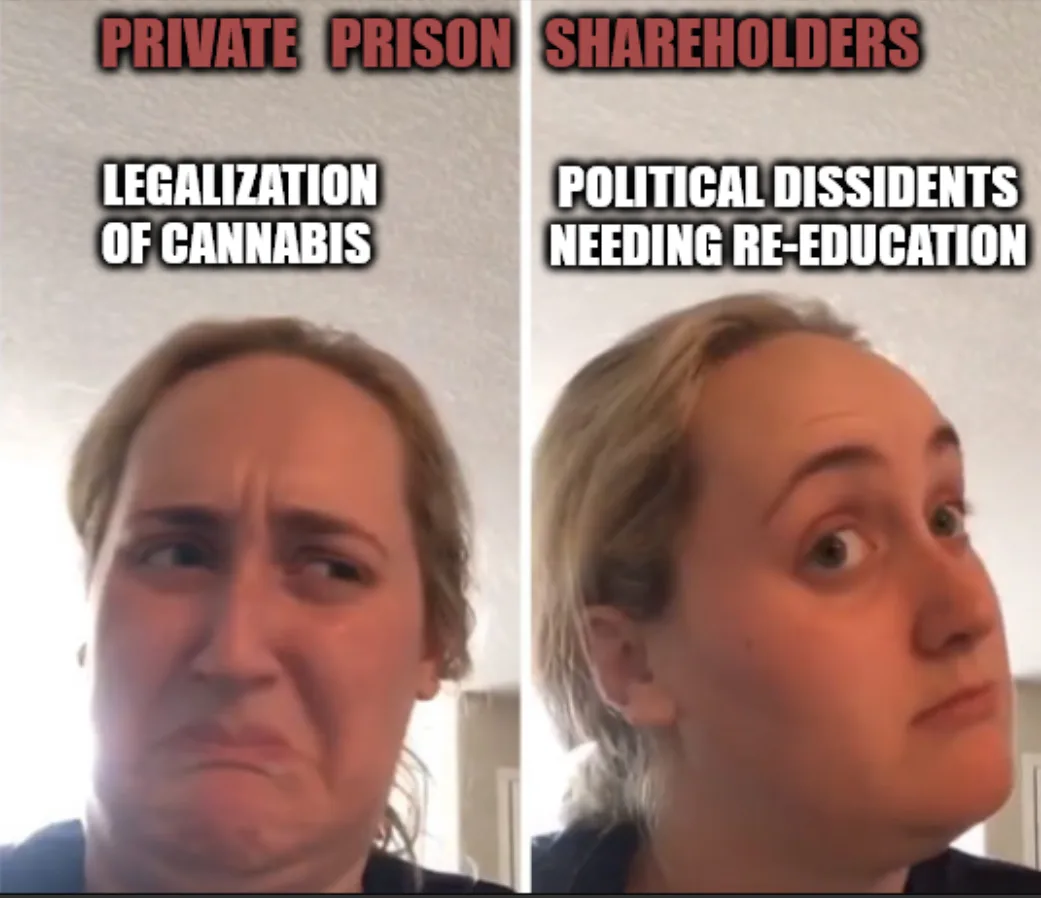 The image shows a split-screen of the same woman's face. On the left, she has a disgusted, wrinkled expression under the…