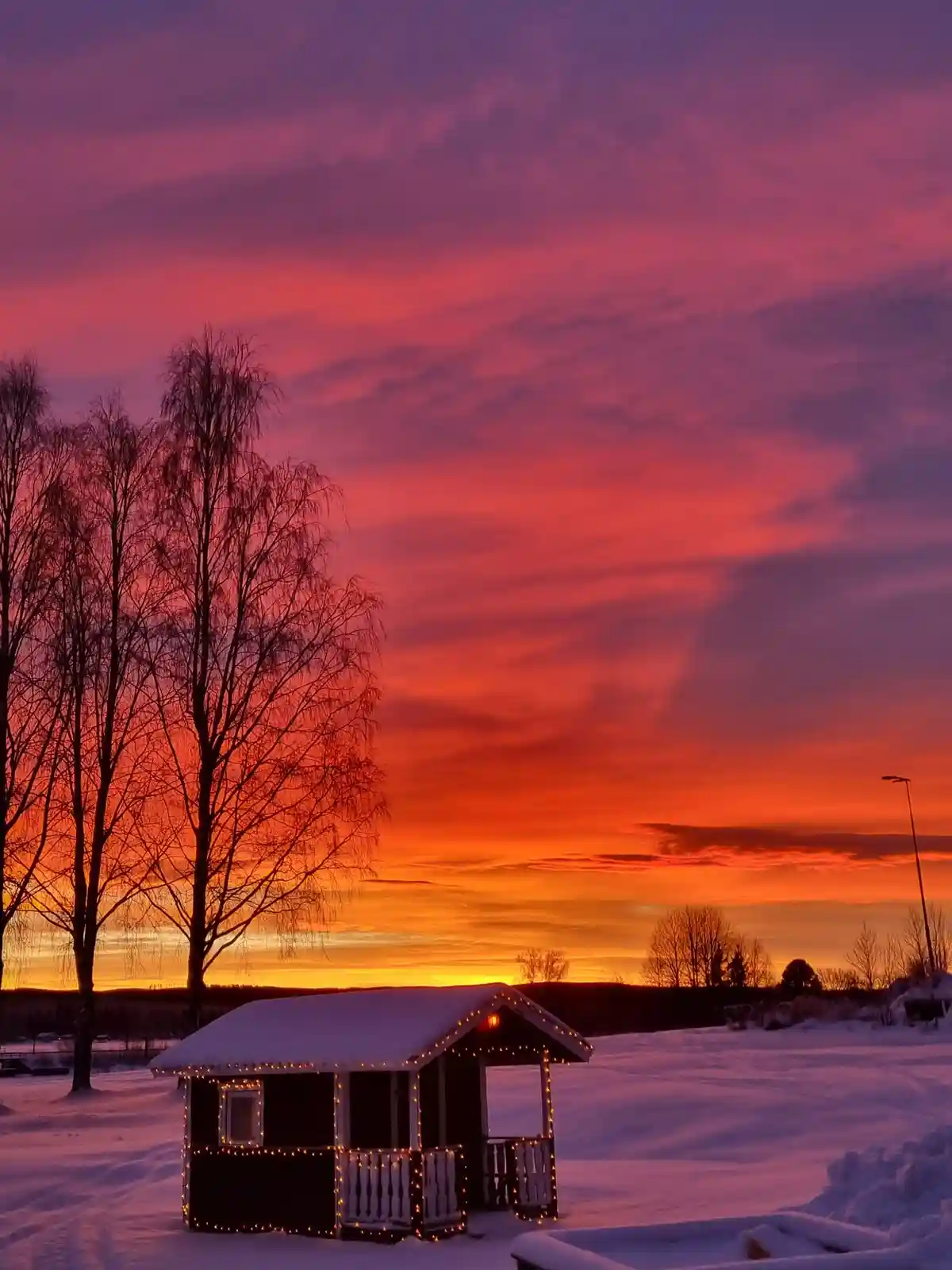 Chilly Winter Sunset Painting the Sky