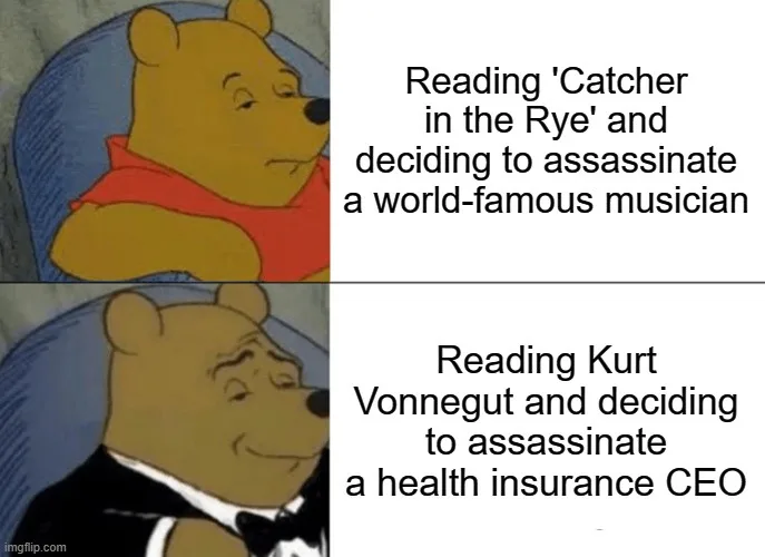 The image is a two-panel meme featuring Winnie the Pooh. In the top panel, Pooh looks sad and contemplative while wearing…