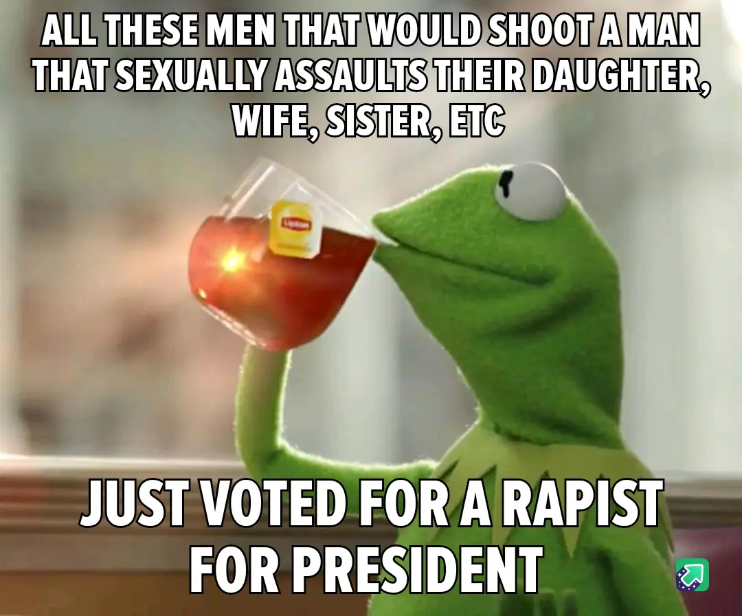 A green frog puppet, Kermit the Frog, is shown sipping tea from a glass mug with a Lipton tea bag visible. The image has…